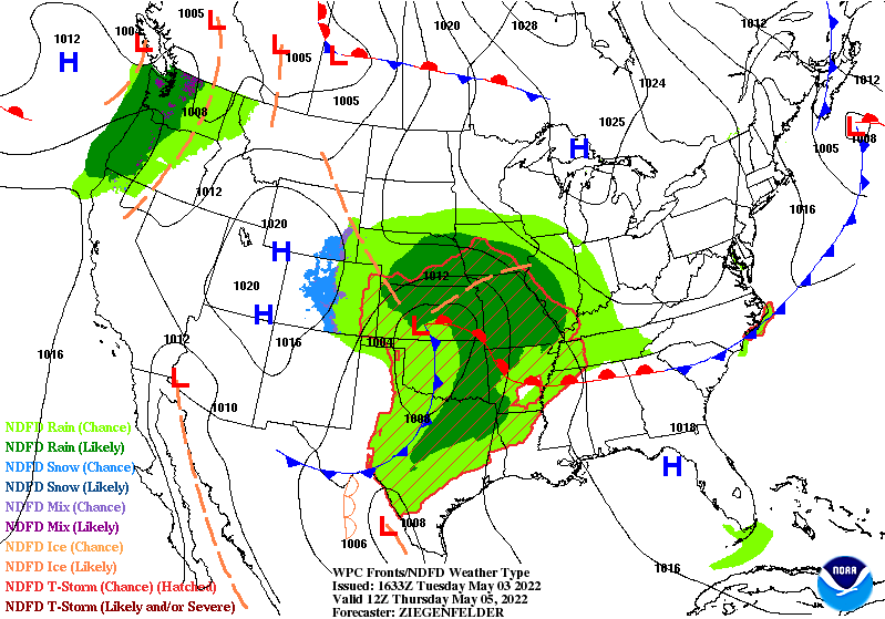 Thursday Forecast Map
